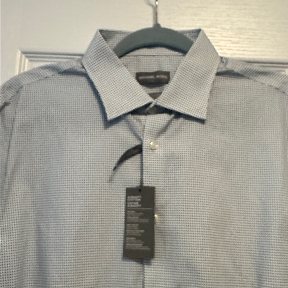 Michael Kors White and Blue Checkered Dress Shirt - Picture 2 of 11